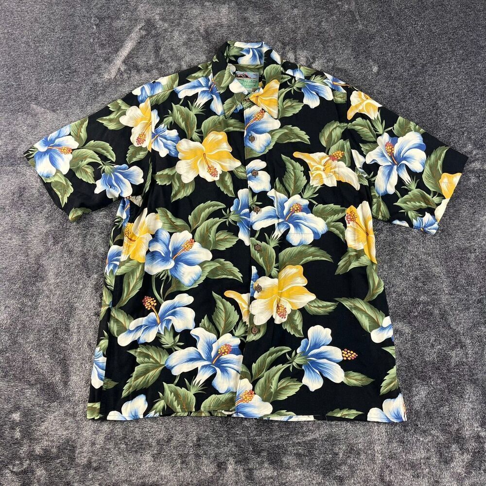 Vtg Reyn Spooner Button Up Short Sleeve Tropical Hawaiian AOP S Single Stitch